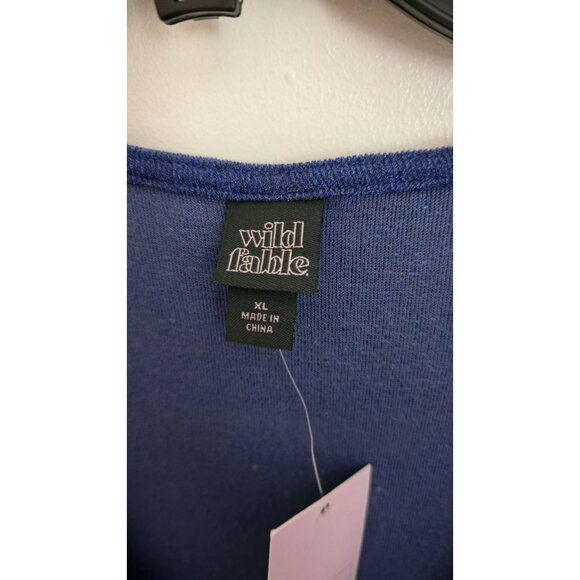 Wild Fable Mini Dress Metallic Bodycon Long Sleeve Cutout Stretch Blue XL NWTD - Picture 3 of 10